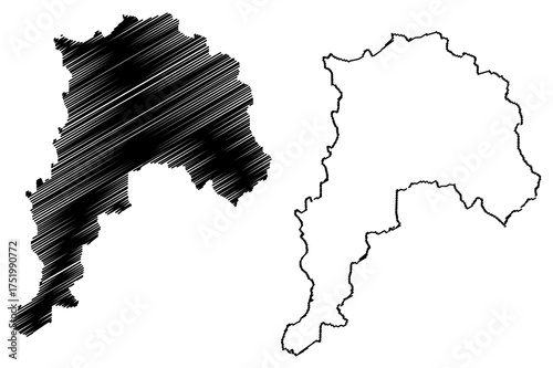 Valparaiso Region (Republic of Chile, Administrative divisions of Chile) map vector illustration, scribble sketch Valparaiso map