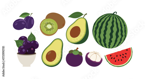 A pixelated collection of fresh and healthy fruits.