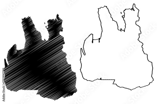 Northwestern Region (Iceland island, Regions of Iceland) map vector illustration, scribble sketch Norourland vestra map