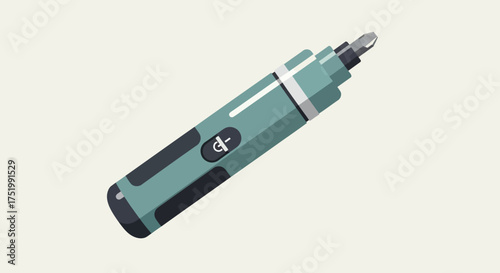 Modern Teal Electric Screwdriver with Power Button and Metallic Tip