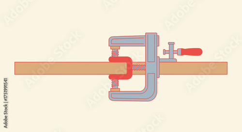 Illustration of a Wood Clamp Holding a Wooden Plank Securely