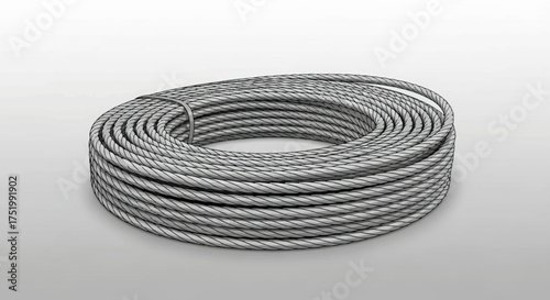 Rolled Coil of Thick Braided Steel Cable with Black Stripes