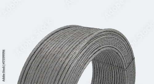 Intricate metallic wire coil with detailed braided texture and visible strands