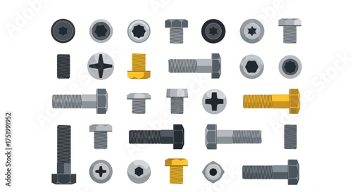Assortment of Metal Bolts and Screws with Hex and Star Drive Heads