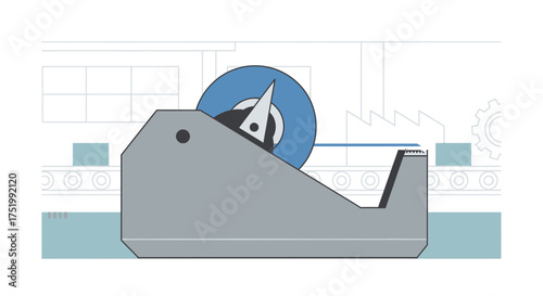 Industrial gray tape dispenser with blue tape roll