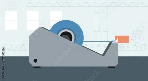 Sleek Grey Tape Dispenser with Blue Adhesive Tape Roll and Serrated Blade Ready to Cut