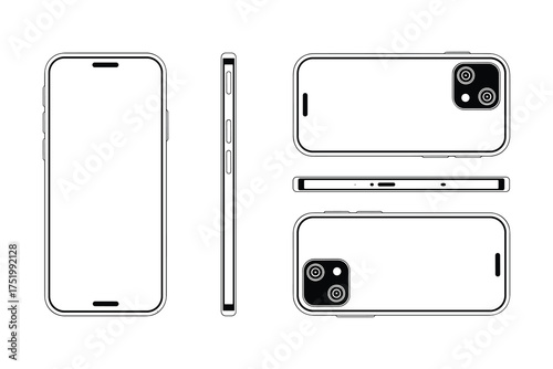 Phone Vector Mockup Smartphone Black and White Technology Device Graphic Design