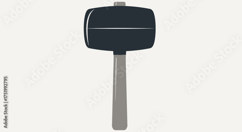 Minimalist Dark Rubber Mallet Illustration with Grey Handle