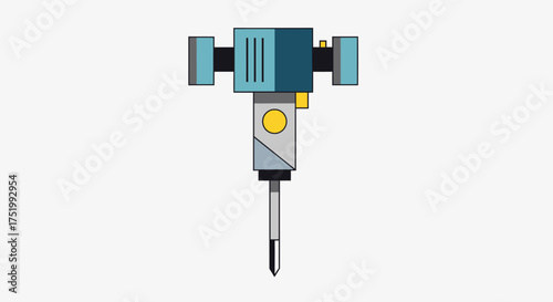 Stylized Illustration of a Blue and Gray Jackhammer Tool