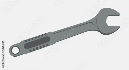 Gray Combination Wrench with Open End and Box End Design