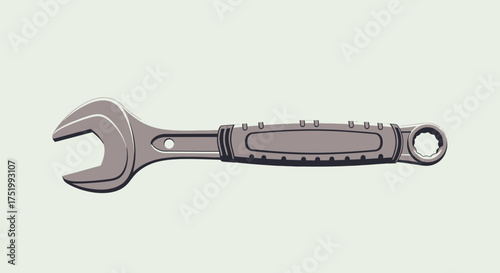 Gray Adjustable Wrench with Open and Box End, Mechanic Tool