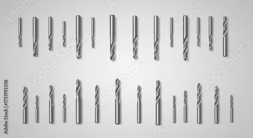 Assortment of Metal Drill Bits with Spiral Flutes and Sharp Points
