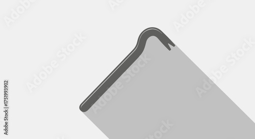 Dark gray crowbar icon with curved end and nail puller, flat design style illustration