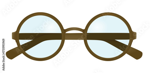 Brown circle glasses. vector illustration	