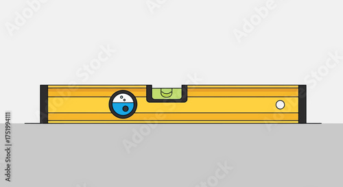 Yellow spirit level tool with two vials for measuring