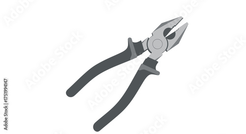Vector Illustration of Gray Pliers Tool with Black Handles