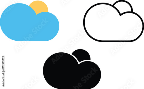cloud weather forecast nature icon, Weather, nature silhouette icon set. sun, moon, cloud symbols silhouette collection