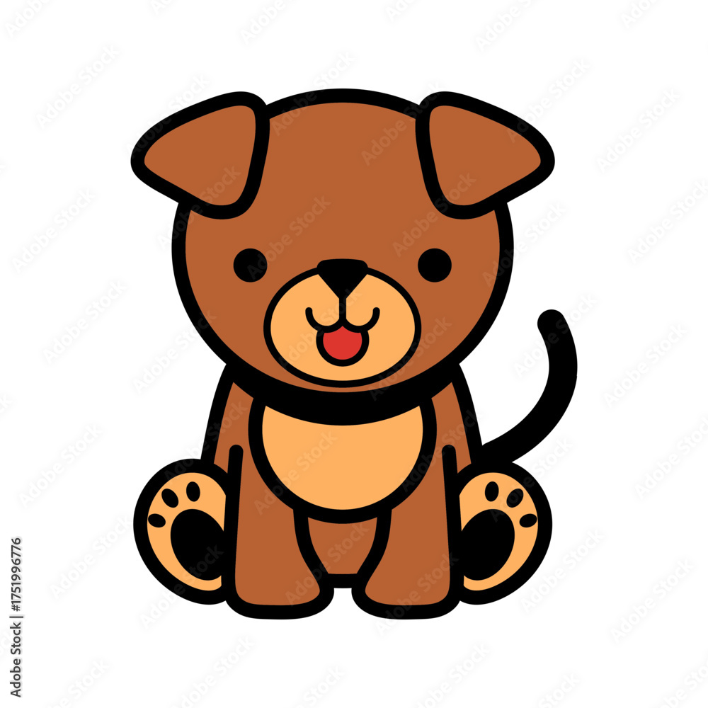 Obraz premium Adorable puppy illustration, perfect for children's books, greeting cards, and playful branding projects needing a friendly, cartoon animal mascot character