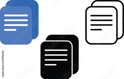 document icon set collection in outline style. an icon pack contain summary, file, paper, report, form, record, sheet, text, note, page, letter, memo, contract, template, archive, attachment, policy