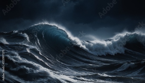Waves in a stormy night sea