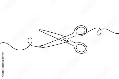 Scissors Continuous Line Drawing Vector for Cutting and Crafting Process