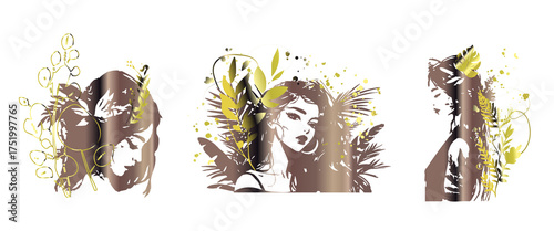 Illustration of a relaxed woman surrounded by plants and soft colors. Ideal for selfcare, wellness, and lifestyle projects, social media visuals, or cozy design concepts.