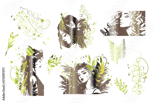 Illustration of a relaxed woman surrounded by plants and soft colors. Ideal for selfcare, wellness, and lifestyle projects, social media visuals, or cozy design concepts.
