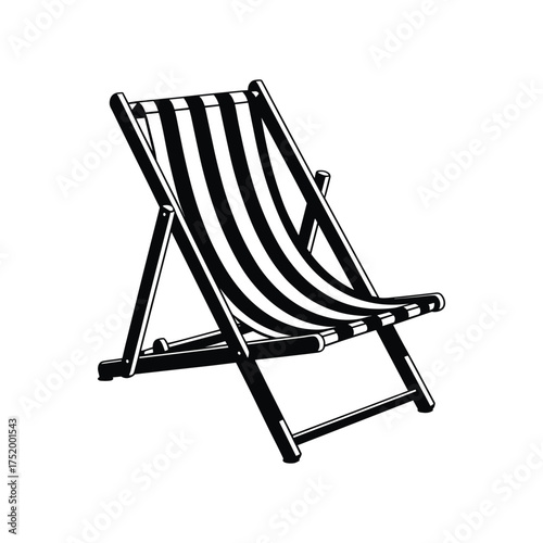 Striped Deck Chair Vector Graphics for Summer Beach and Relaxation Designs
