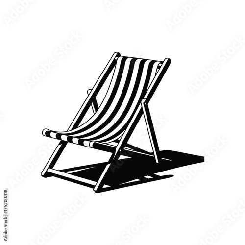 Beach Chair Vector: Classic Striped Deckchair for Relaxation and Summer