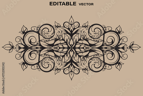 Ornate vintage flourish decorative element with swirling patterns