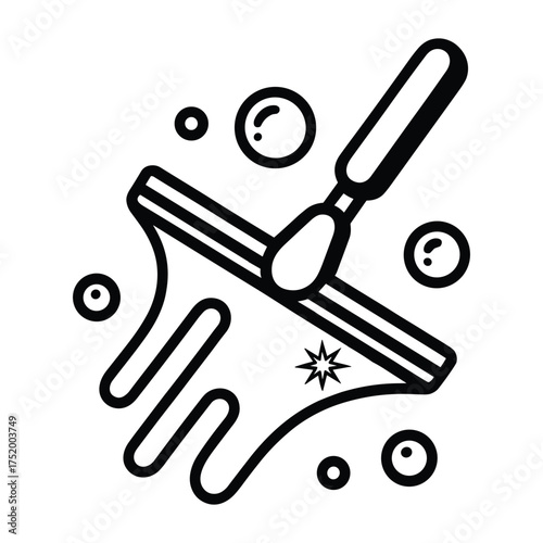 Squeegee Cleaning Vector Illustration Window Cleaning Housework Hygiene Household Tool