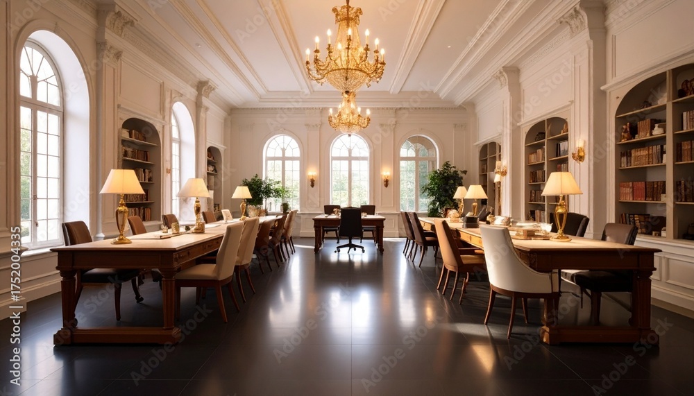 Fototapeta premium 黒い床と白い天井と壁の美しい部屋