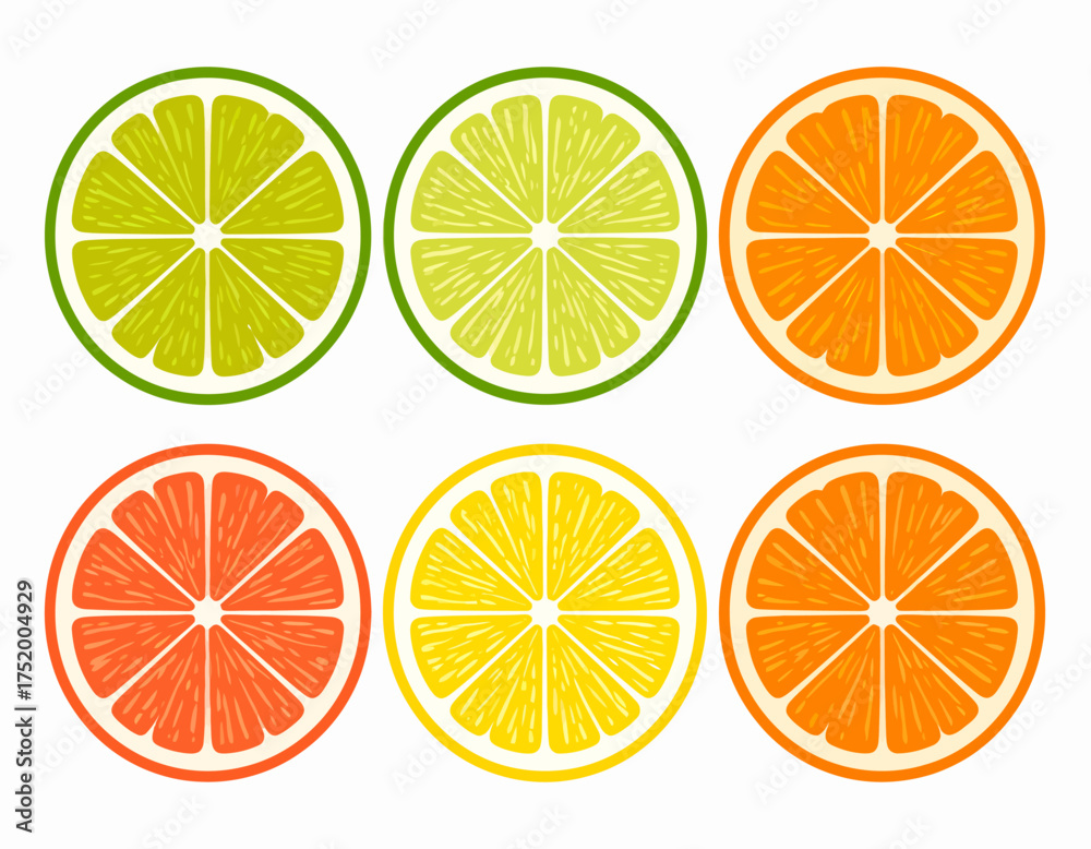 Obraz premium isolated orange fruit vector set