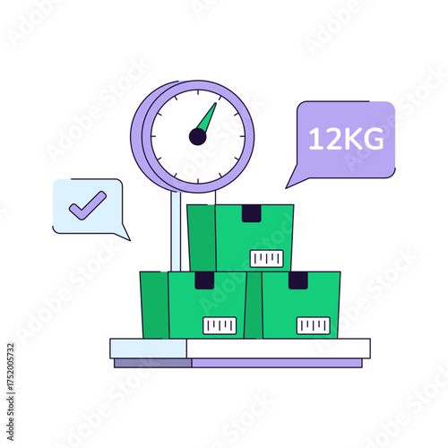 Conceptual flat line design illustration of logistic weighing