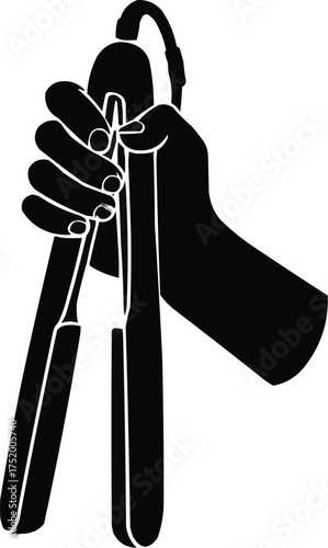 Flat Iron--Hair Straightener Silhouette – Professional Flat Iron Styling Tool Vector