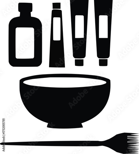 Hair Color and Dye Kit Silhouette – Coloring Product Vector