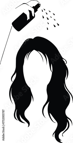 Leave-in Spray on hair concept of beauty and selfcare silhouette