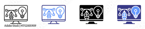 digital tools icon set multiple style
