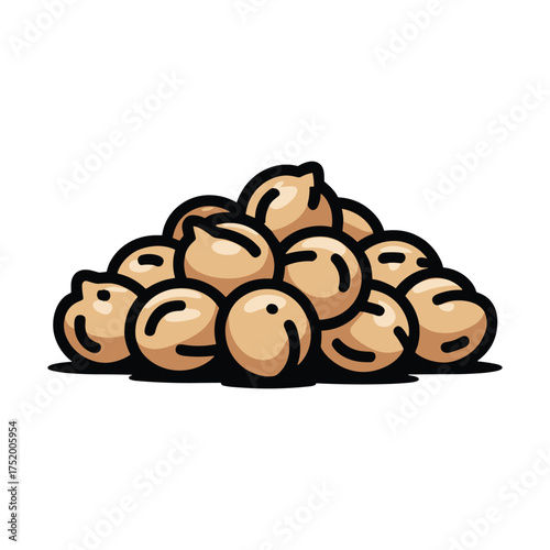 Chickpea Vector Illustration: Heap of Tasty Legumes Graphic in Flat Design Style