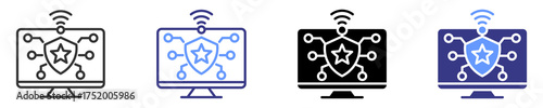 online safety skills icon set multiple style