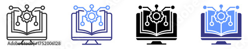 digital literacy icon set multiple style