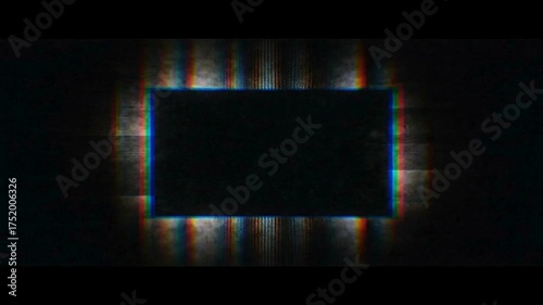 Movie projector screen with film strip on dark background