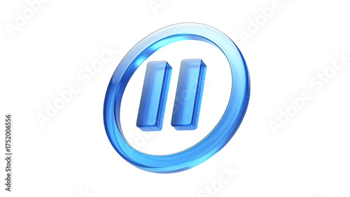 Free Download Stunning 3D blue glass pause button icon symbolizes stopping, waiting, or taking a break for media playback and control interfaces. - GFXLoad