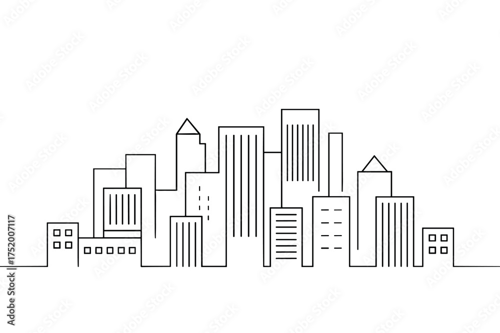 Fototapeta premium Cityscape Silhouette Vector Modern Urban Skyline Buildings Architecture Design