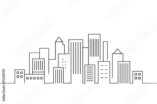 Cityscape Silhouette Vector Modern Urban Skyline Buildings Architecture Design