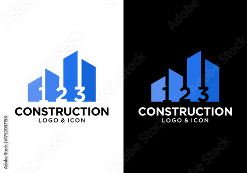 building logo icon vector design with numbers in negative space