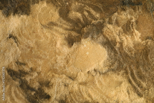 Close-up of a textured brown and beige marble stone surface, perfect for backgrounds or design projects.