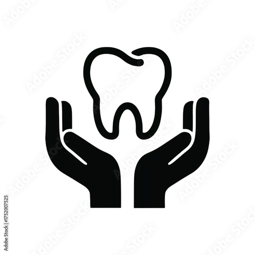 Dental Care Hands Holding Tooth Icon