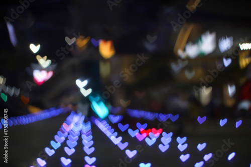 purple bokeh and blur heart shape love valentine night