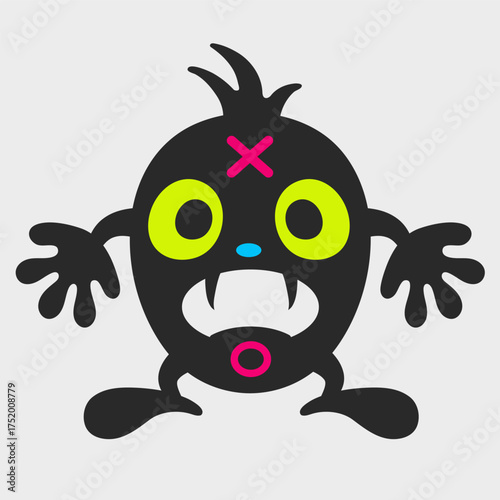 Canvas Print Egghead monster. Flat cartoon character design.